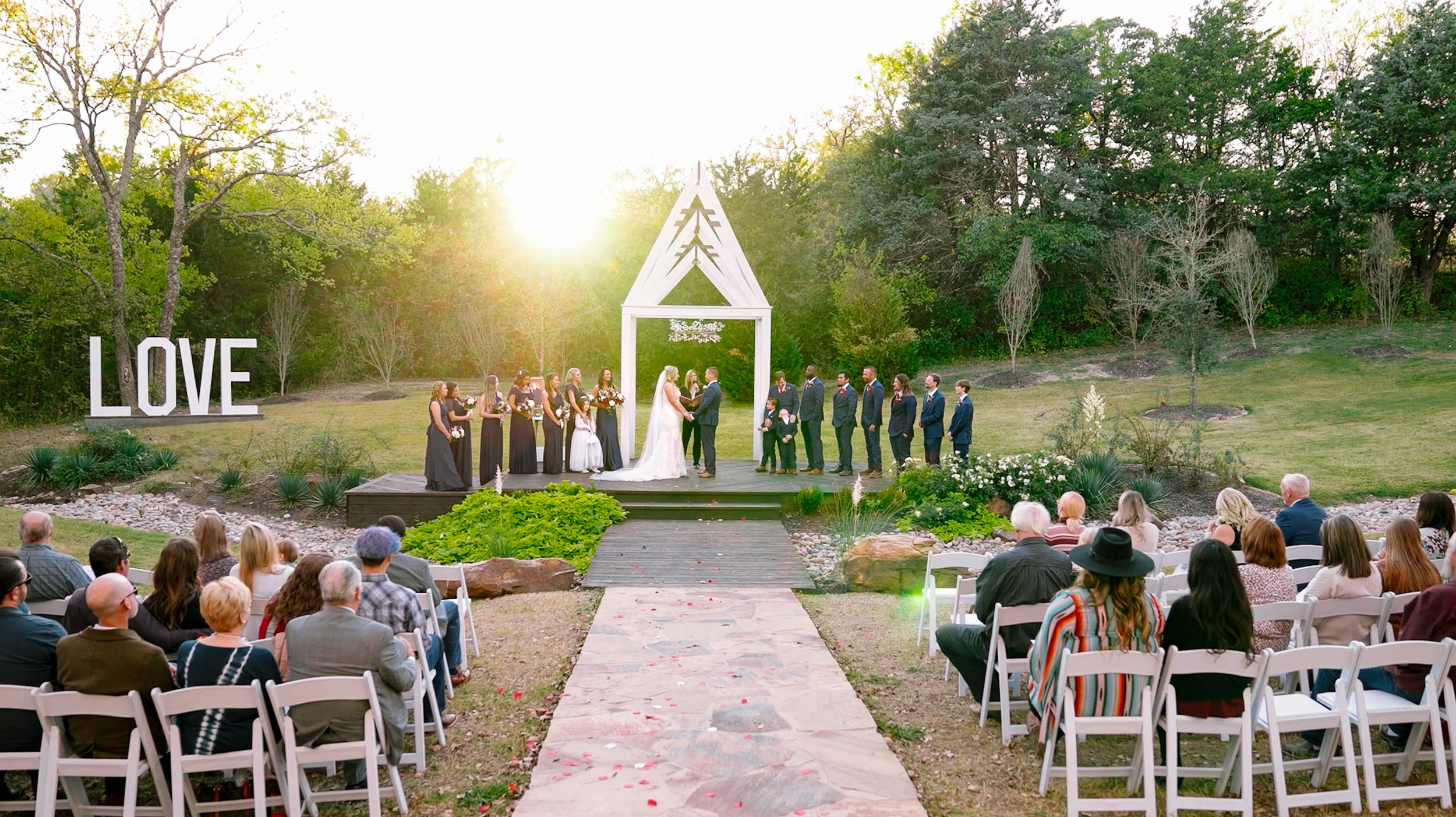 A wedding ceremony at Bethel Rock Wedding Venue